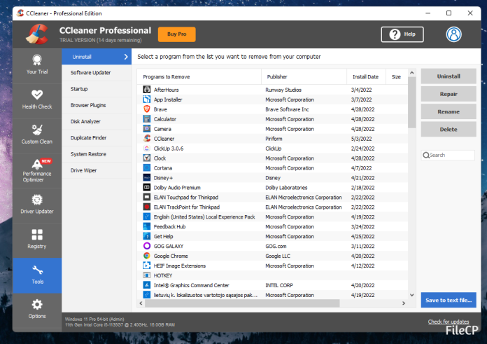 CCleaner 6.28.11297 Latest Version Free Download - FileCP